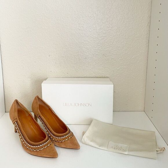 Ulla Johnson Blanca Whipstitch brown suede heels.  Lux boho 38/7.5 8  NEW - Picture 17 of 17